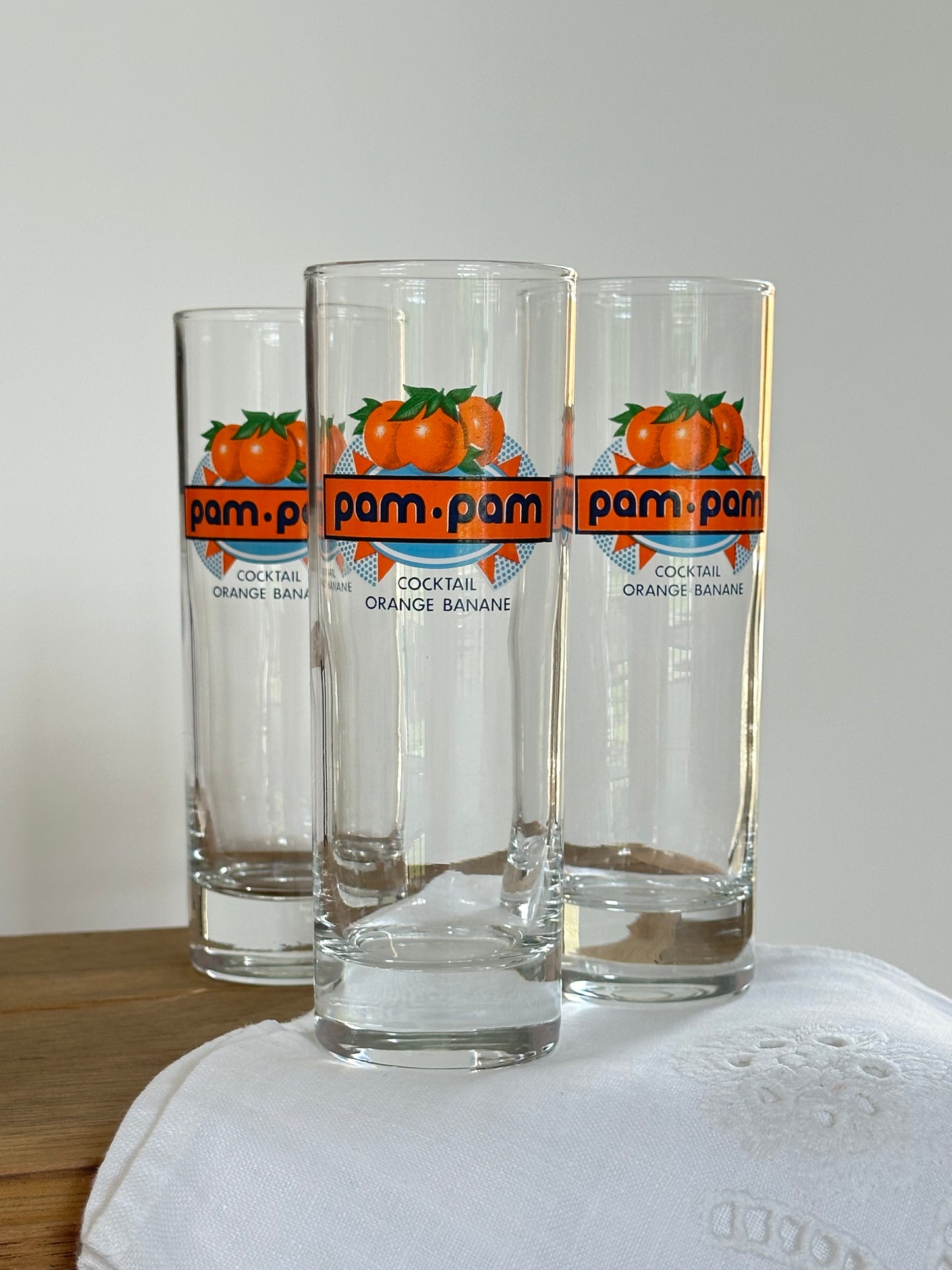 3 verres à jus vintage Pam Pam