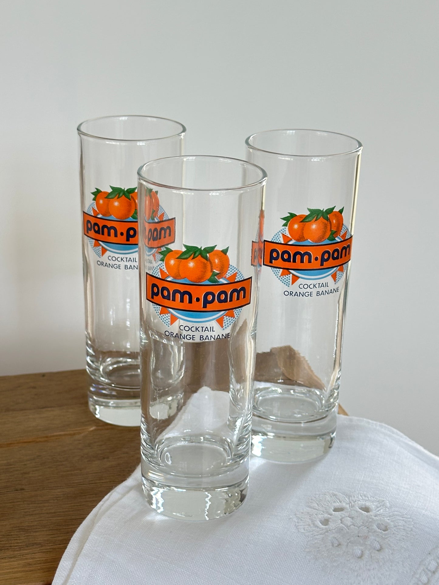 3 verres à jus vintage Pam Pam