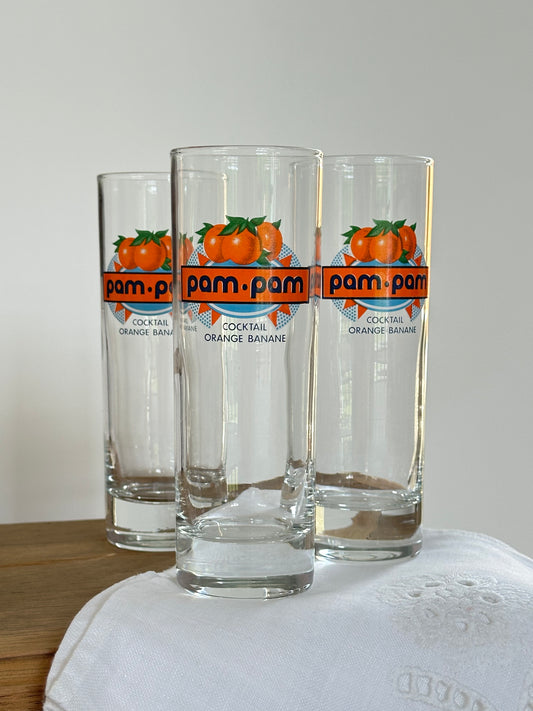 3 verres à jus vintage Pam Pam