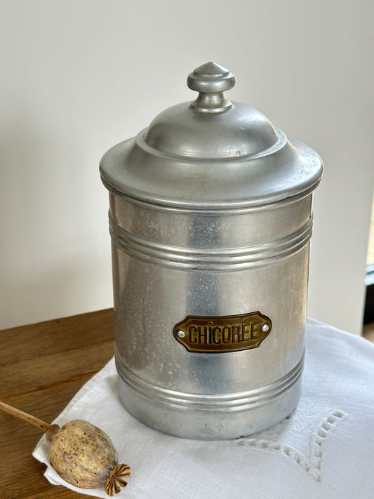 Pot à épices chicorée vintage en aluminium